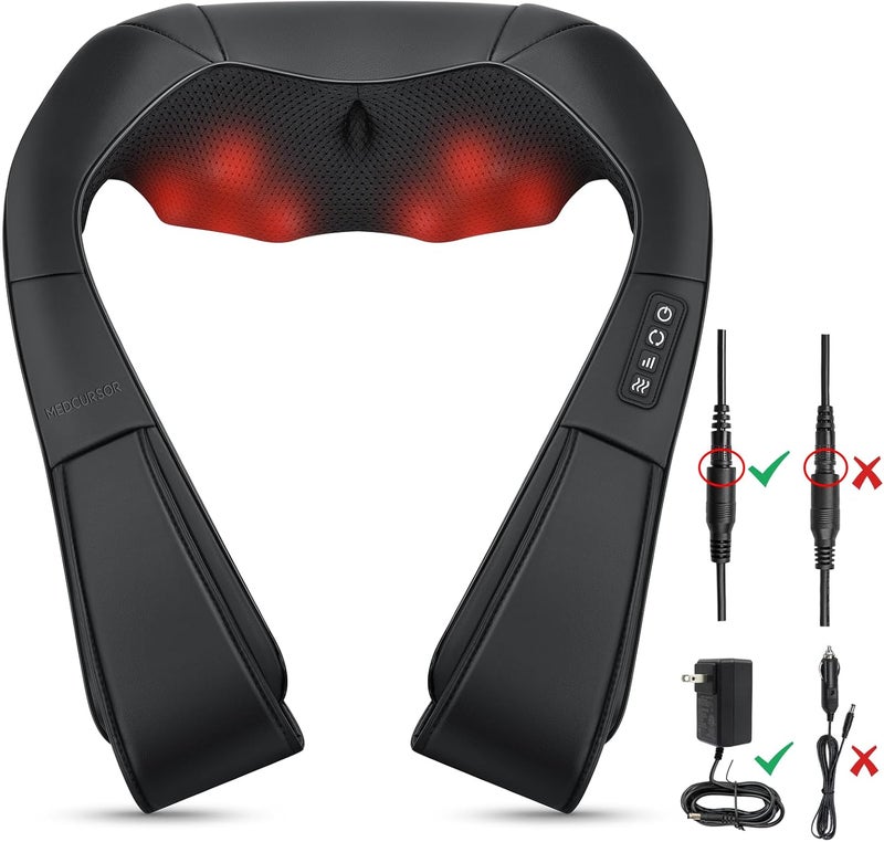 Medcursor Neck Massager, Portable Electric Neck and Back Massager with Heat, Deep Tissue 3D Kneading Pillow for Muscle Pain Relief, Ideal Father’s Day Gift, Not Cordless - Image 2